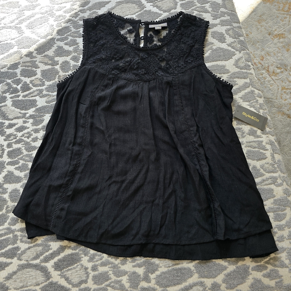 Style & Co Black Lace Blouse